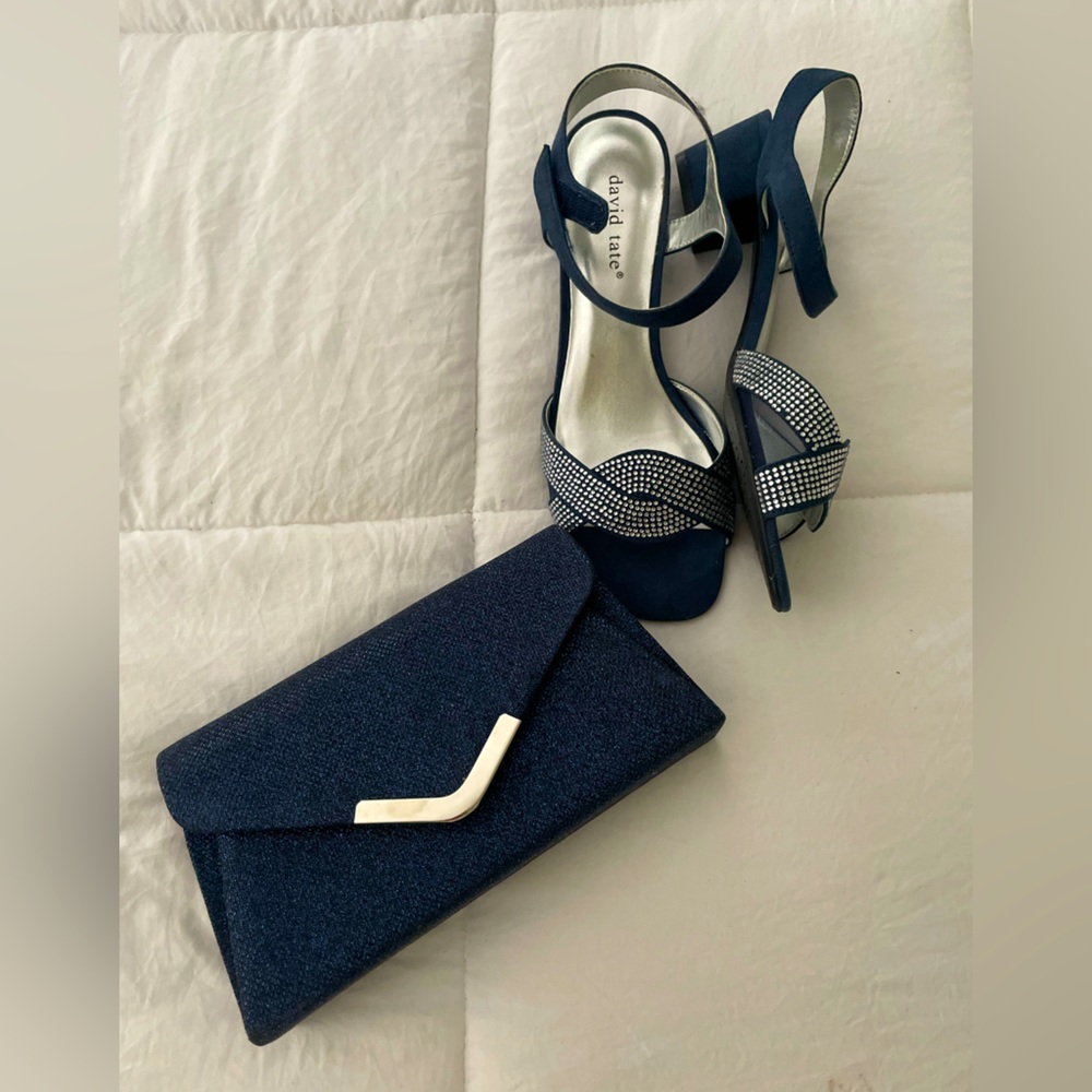 EUC Used once clutch and heals *included with purchase of Alex Evenings dress